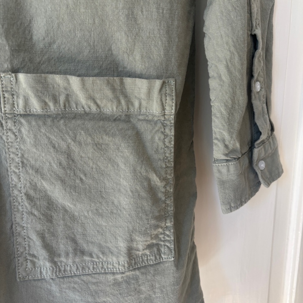 Frank & Eileen Ireland Playsuit Romper Olive Green Size Large Long Sleeve Cotton - Picture 13 of 14